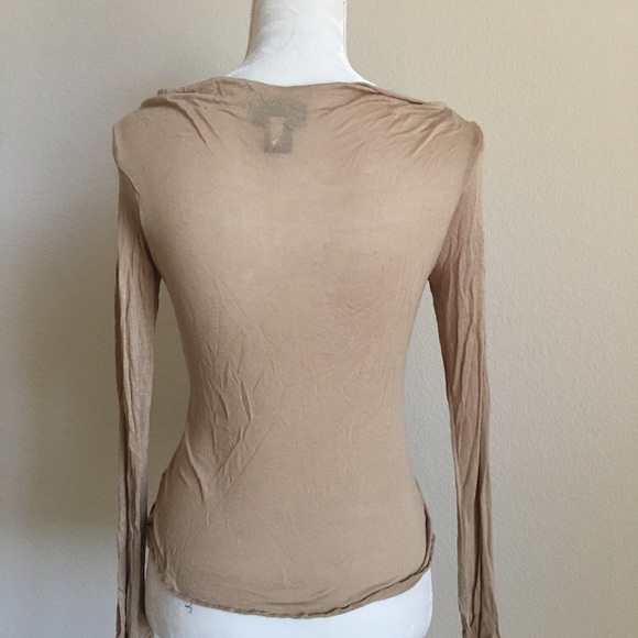 Sheer Long Sleeve Tan Top - Picture 3 of 5